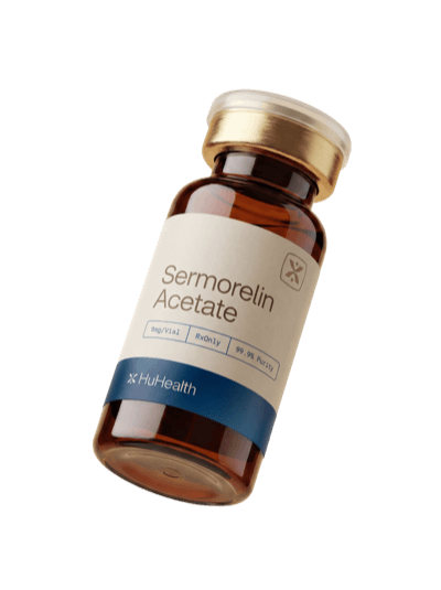 Vial of Sermorelin Acetate peptide medication