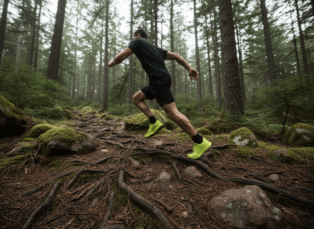 Trail runner in a forest